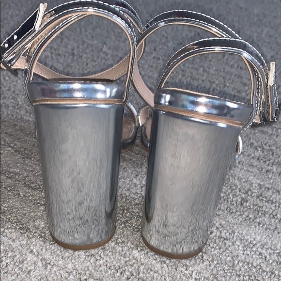 ASOS Hermione Silver Mirror Block Heel Sandals - Picture 10 of 11